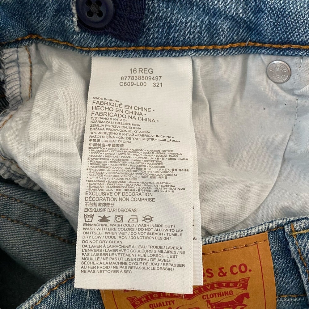 Levi's Ribcage Ankle Straight Kids Teens Denim Jeans Size 16 Light Wash EUC - Picture 4 of 6